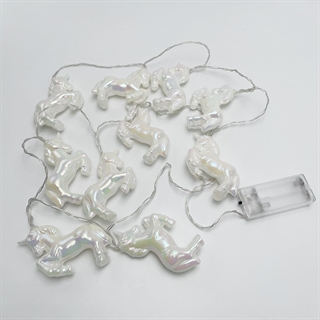 LED lyskæde med enhjørninger – 10 LED – varmt hvidt lys – batteridrevet